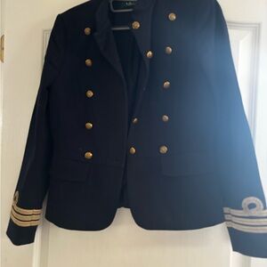 Ralph Lauren Navy Blue Military-Style Jacket with Gold Accents